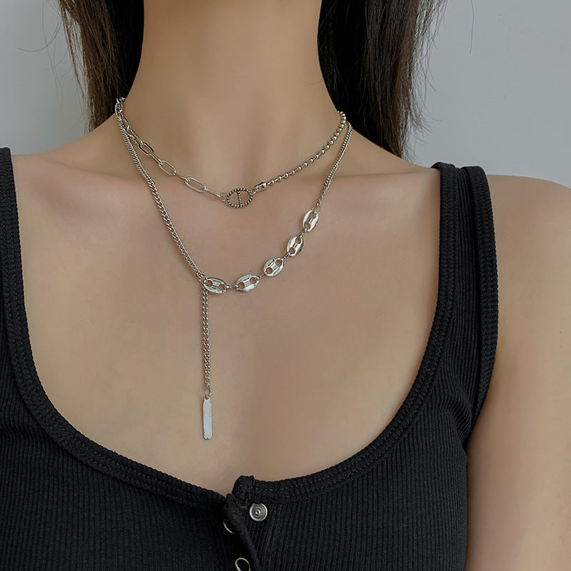 Pig Nose Female Hip Hop Design Fairy Double Layer Titanium Necklace