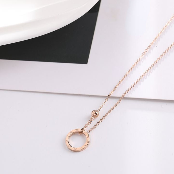 Roman Small Gold Titanium Steel Clavicle Necklaces