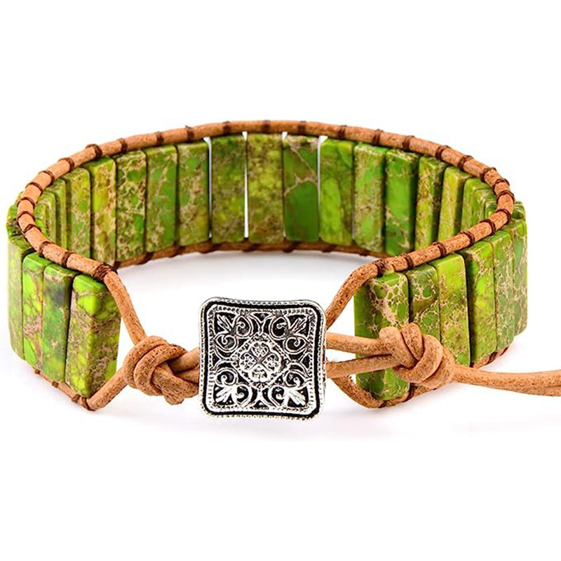 Natural Stone Imitated Handmade Woven Leather String Bohemian Bracelets
