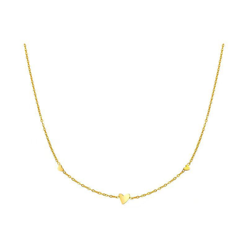 Women's Sier Three Heart-shaped Gold-plated Simple Clavicle Necklaces