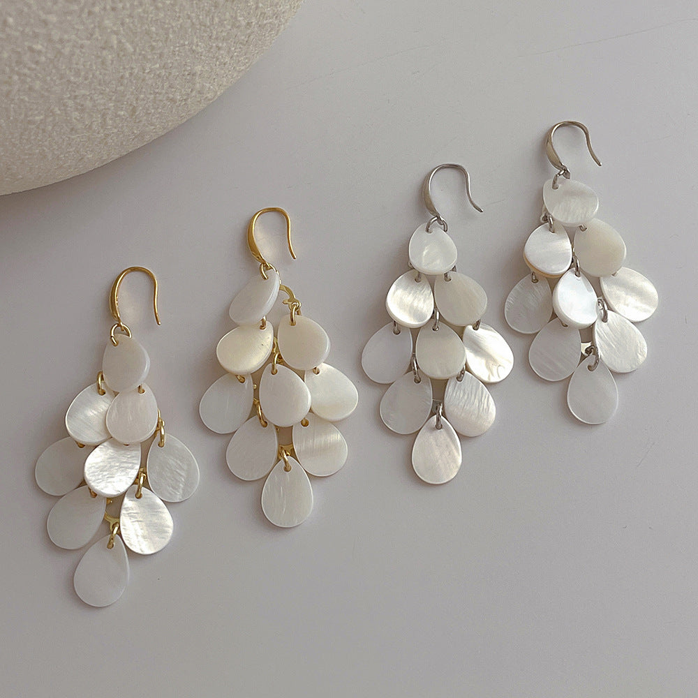 Water Drop Shell Patch Female Trendy Long Earrings