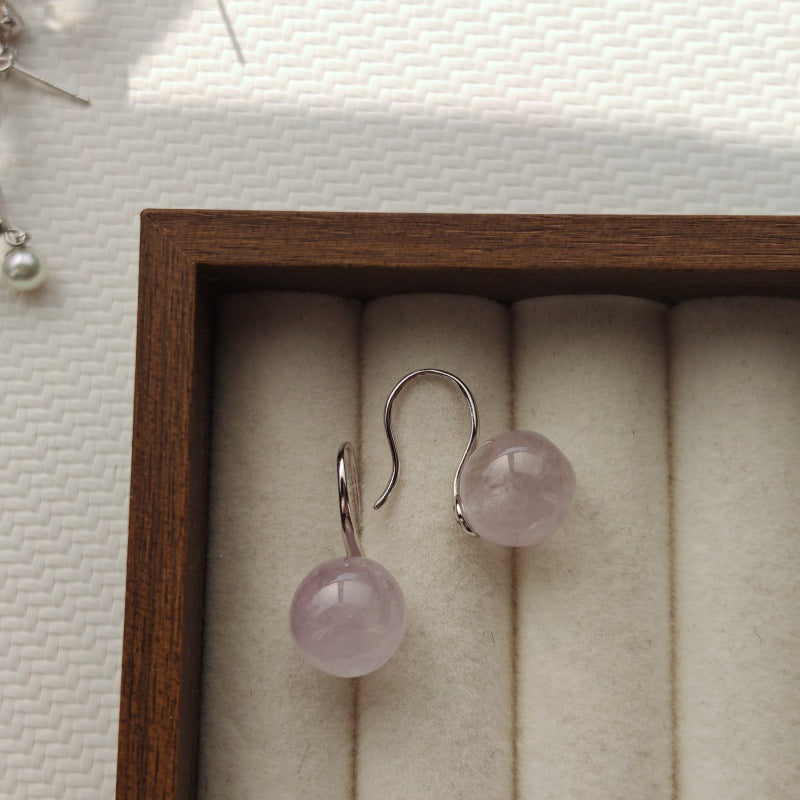 Amethyst Pink Crystal White Sier High Heels Daily Earrings