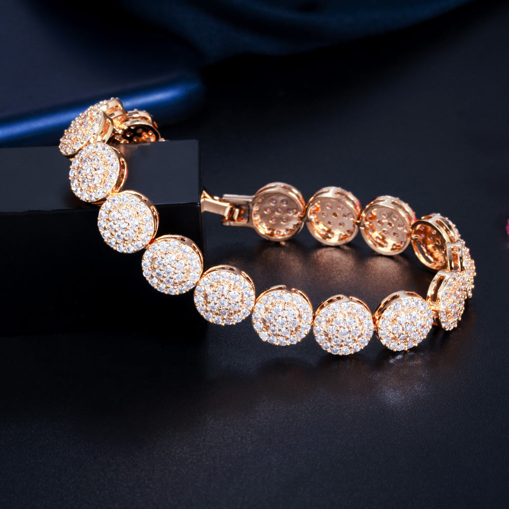 Diamond Round Zircon Exquisite Adjustable Band Extended Buckle Bracelet