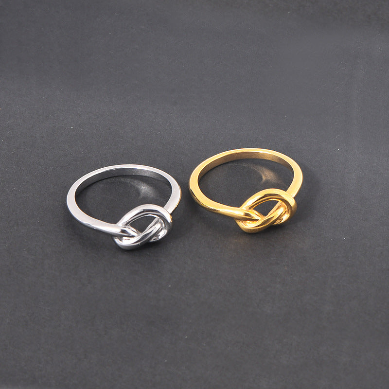 Women's & Men's Heart Knot Titanium Steel Hipster Neutral Rings