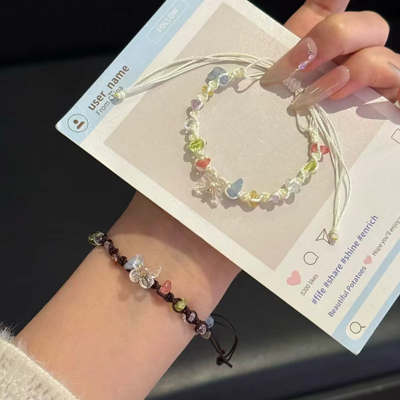 Women's Gravel For Exquisite Design High-grade Hand-woven Girlfriends Carrying Strap Bracelet