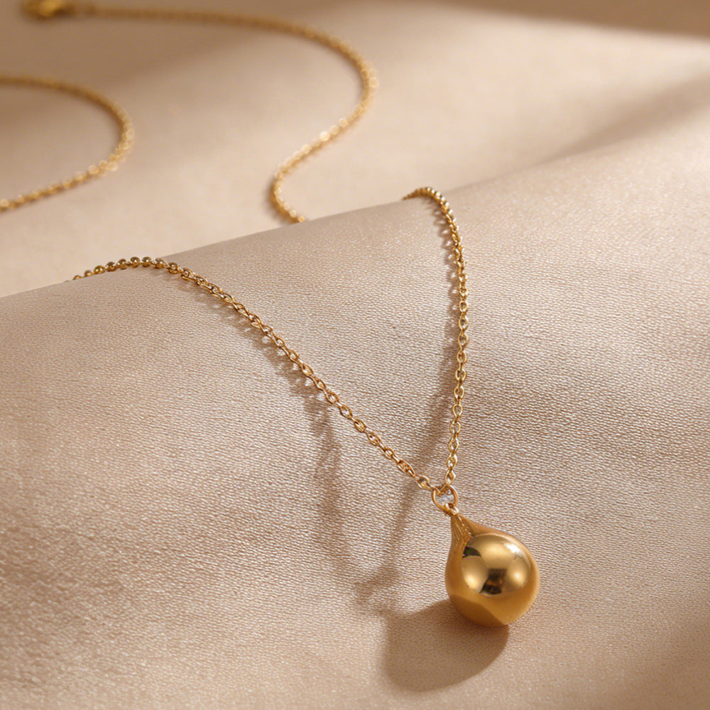 Women's Water Drops Titanium Steel Stainless Gold Bean Pendants