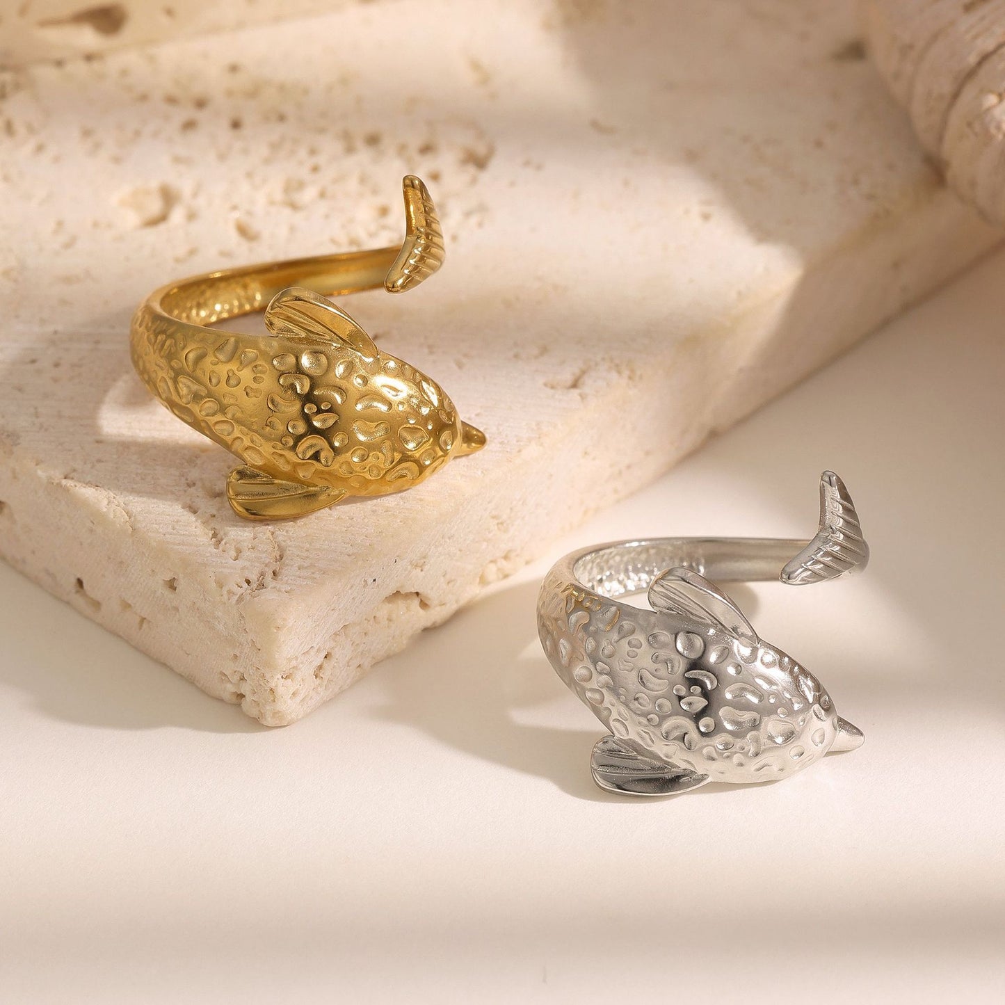 Style Dolphin Personalized Series Adjustable Niche Stainless Ring