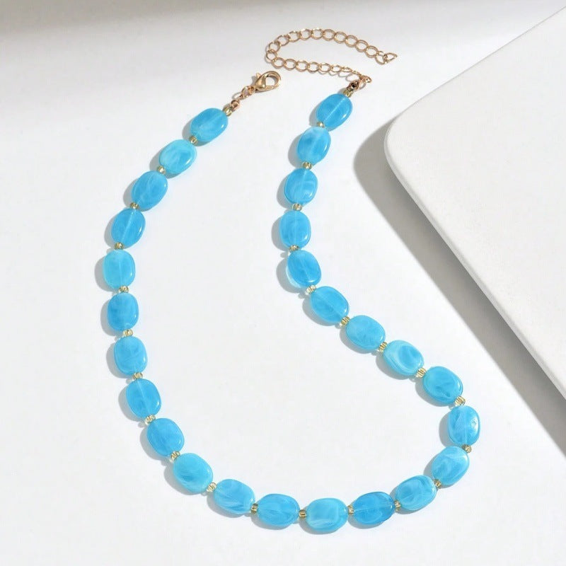 Women's Summer Bohemian Simple Fashion Color Oval Necklaces