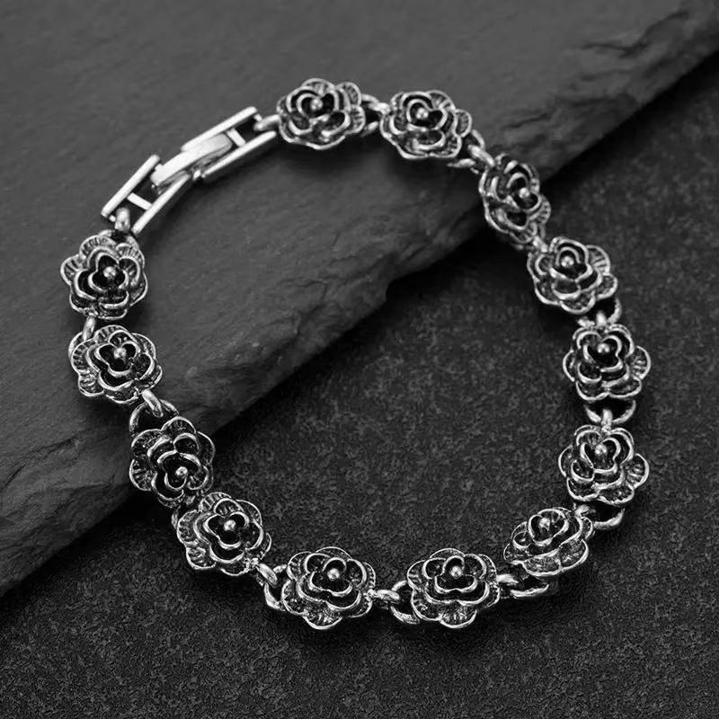 Black Rose Cuban Personalized Hip Hop Street Bracelets
