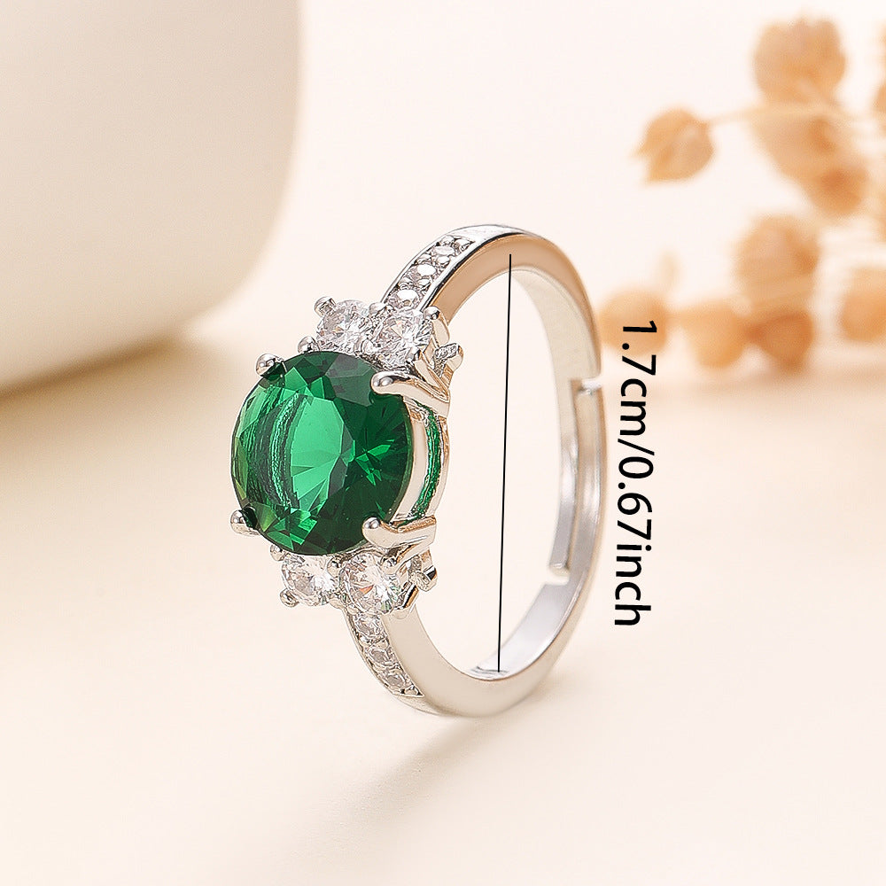 Sapphire Blue Crystal Zircon Female White Plated Golden Rings