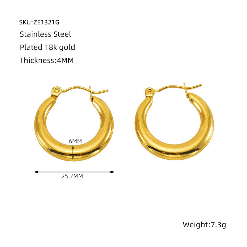 Women's Round Twist Do Not Fade Gold Stainless Ear Stud Earrings
