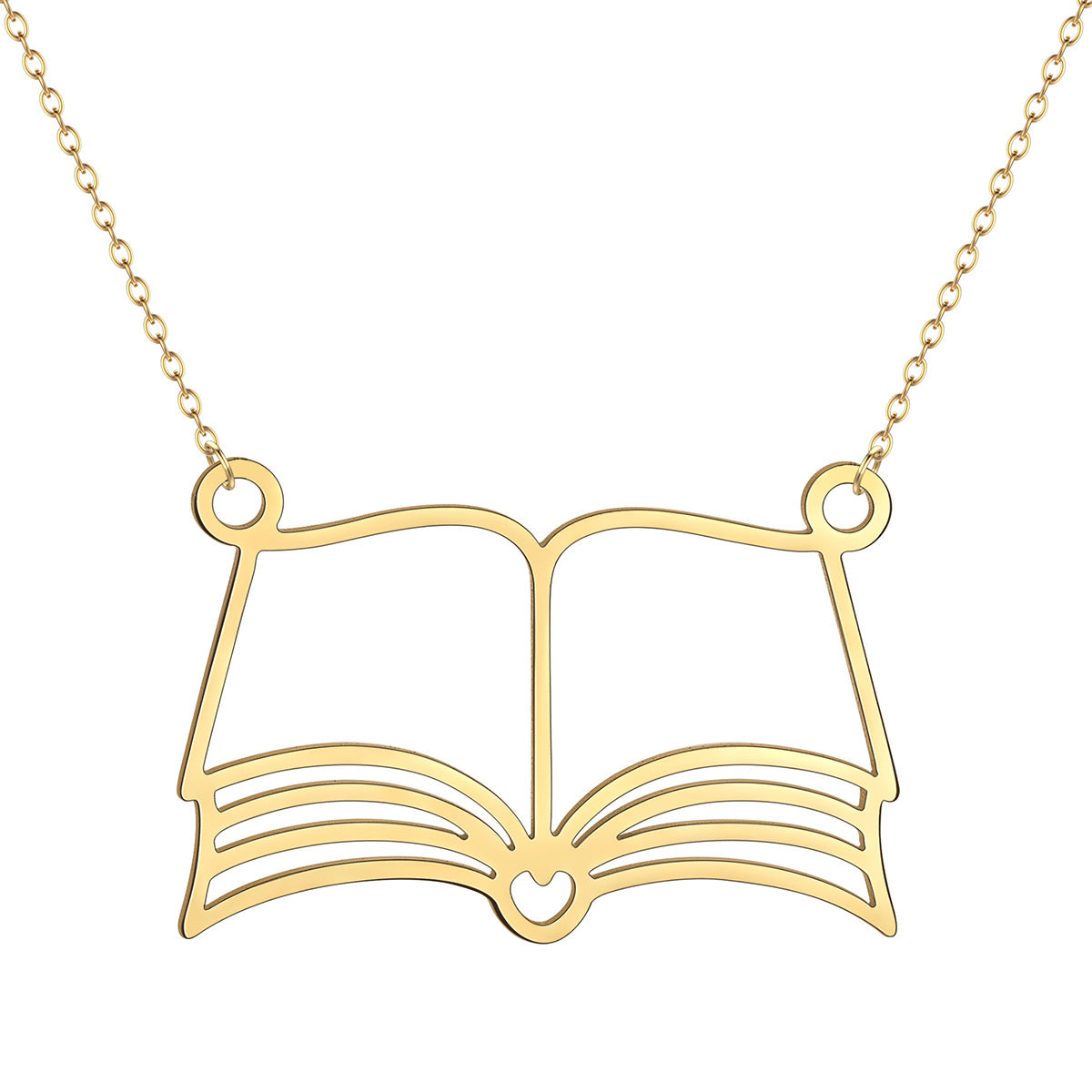 Reader Book Stainless Steel Bookworm Jewelry Necklaces