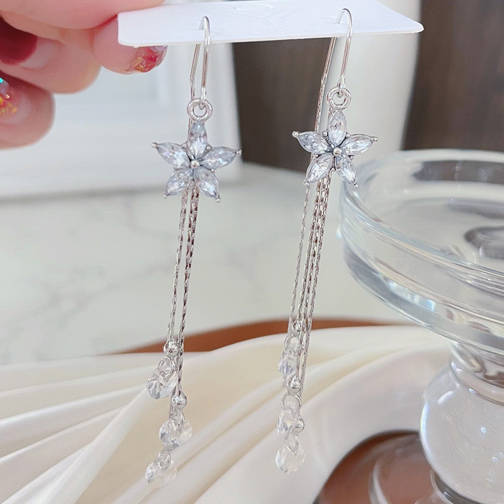 Women's Tassel Fashionable Simple Snowflake Leaves Slim Ear Line