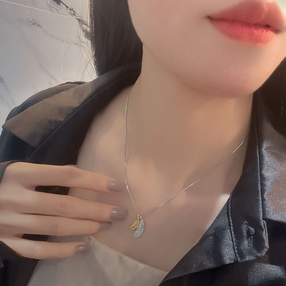 Light Luxury Temperament Sweater Chain Two-color Feather Female Necklace