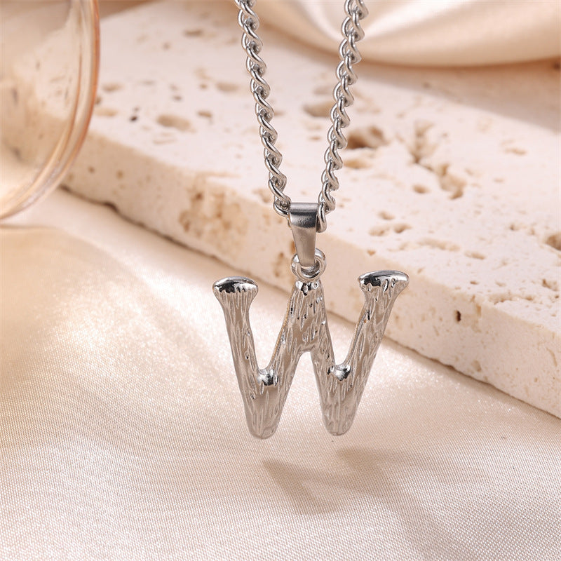 Textured Letters Design Sense Elegant Simple Necklaces