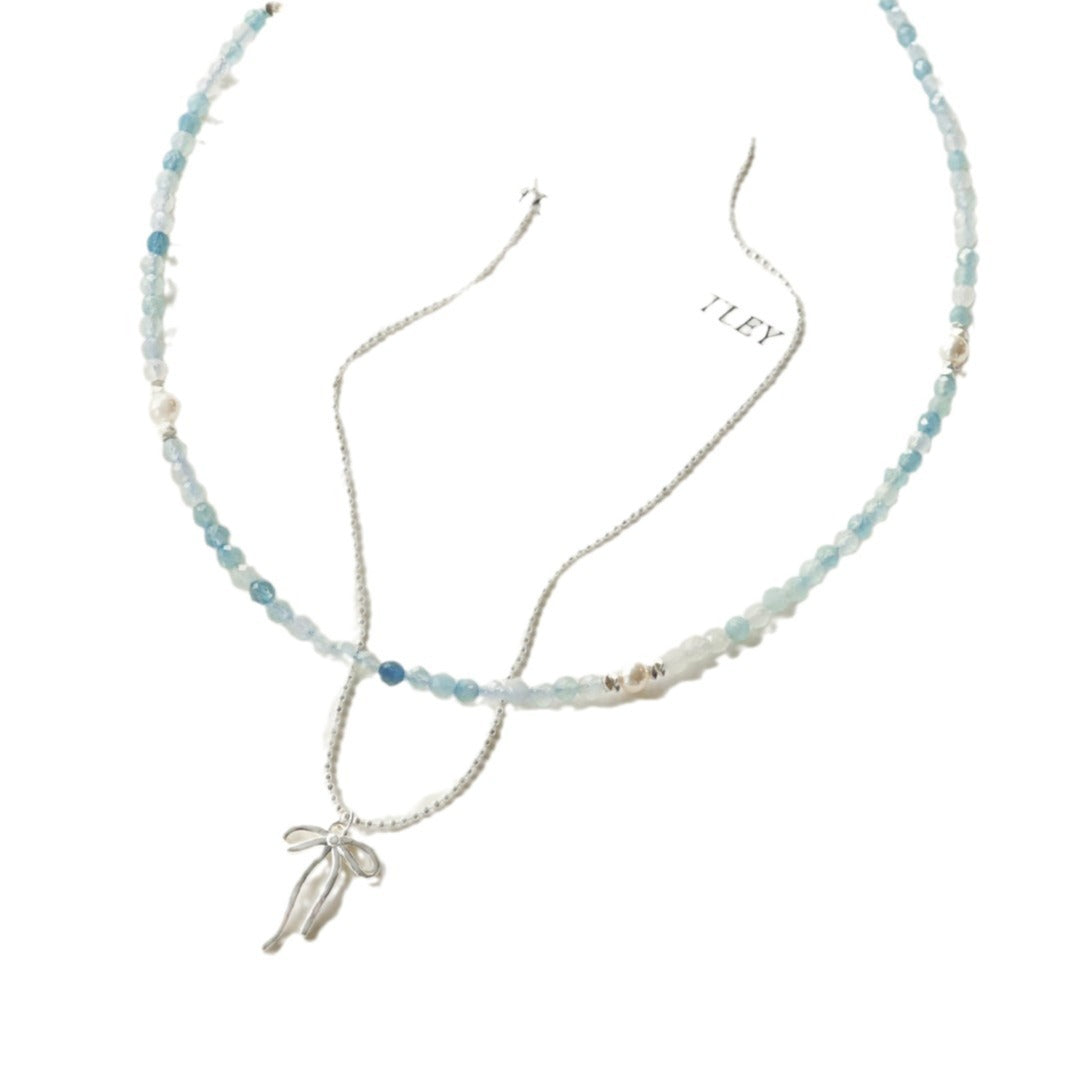 Korean Style Light Luxury Minority Blue Beaded Small Pieces Of Necklaces
