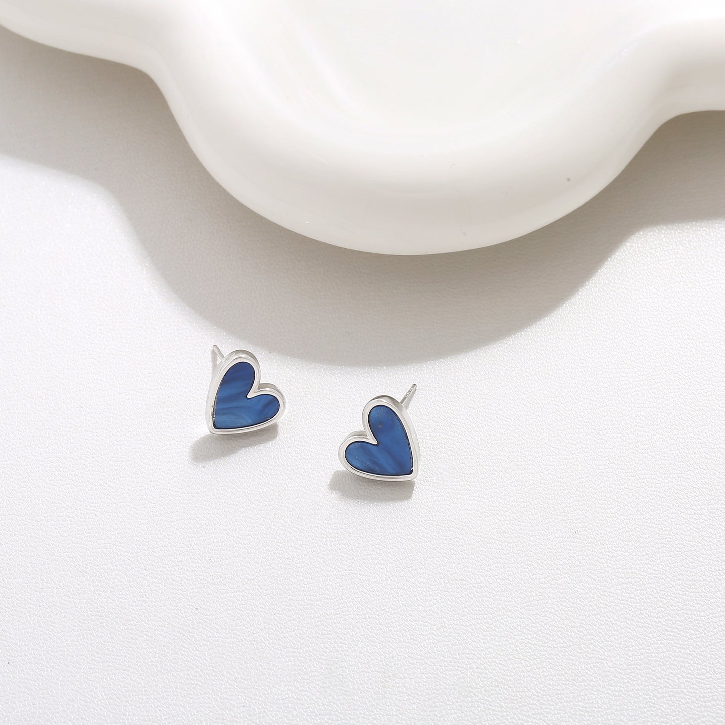 Klein Blue Love Heart Sterling Sier Earrings