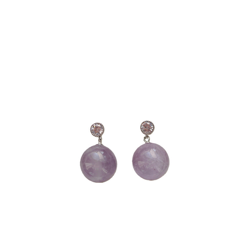 Amethyst Pink Crystal White Sier High Heels Daily Earrings
