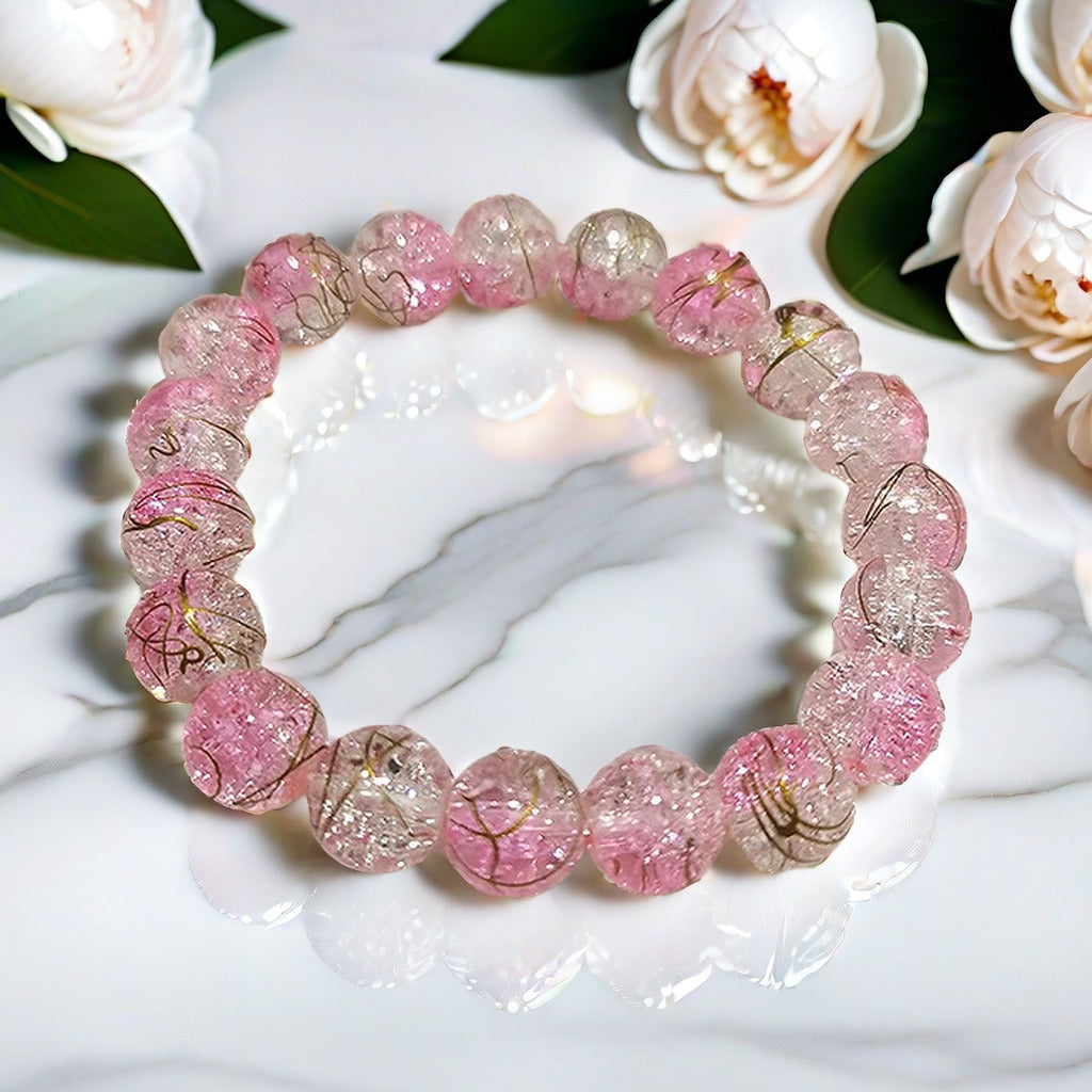Purple Brushed Floral Beads Female Hand Toy Bracelet