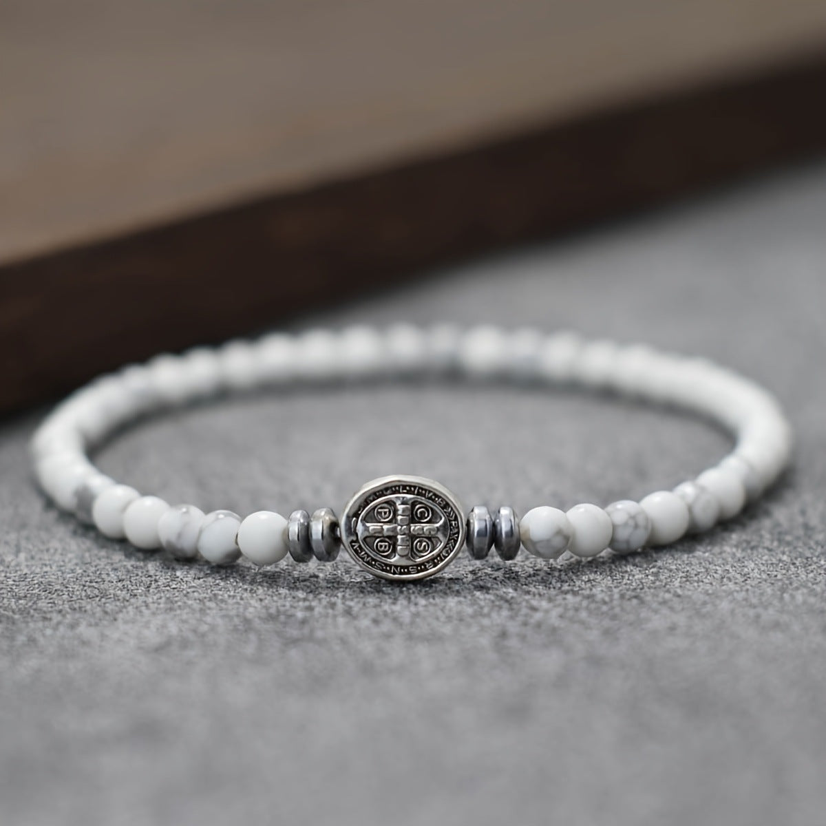Benedict Cross Virgin Mary Tiger Eye Bracelet