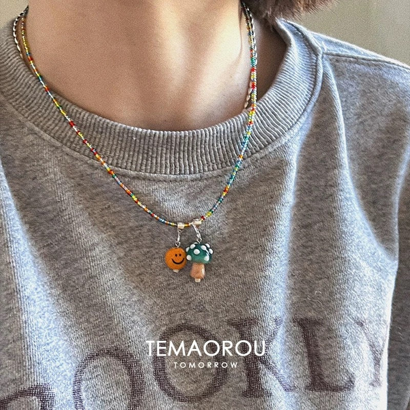 Glaze Beaded Female Cute Apple Czech Beads Necklaces