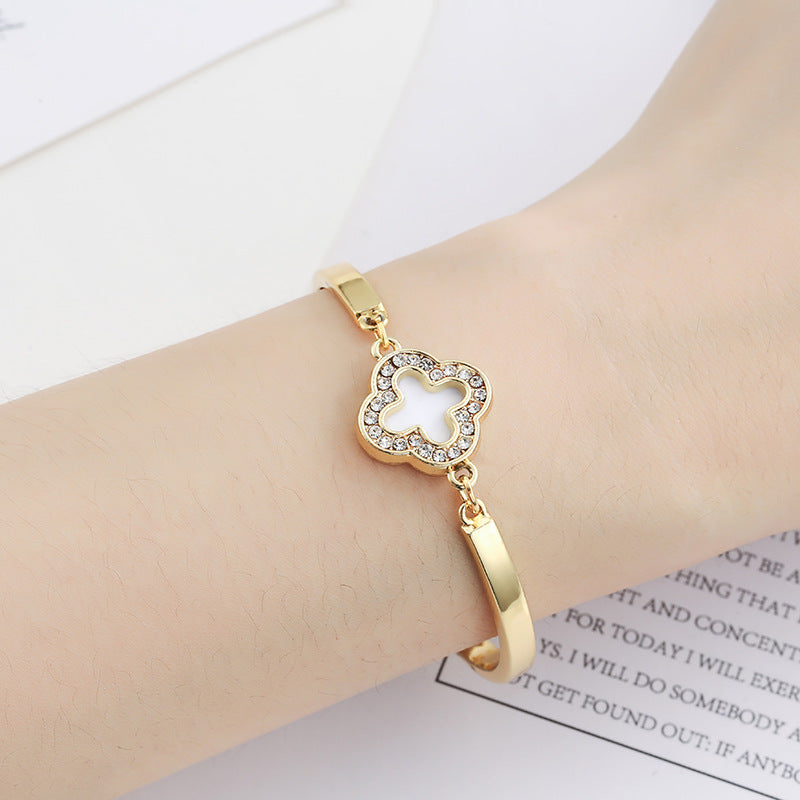 Women's Korean Rose Gold Clover Simple Fashion Brace Bracelets