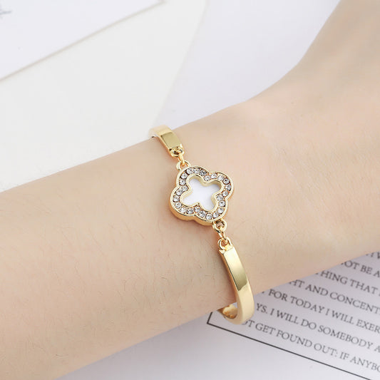 Women's Korean Rose Gold Clover Simple Fashion Brace Bracelets