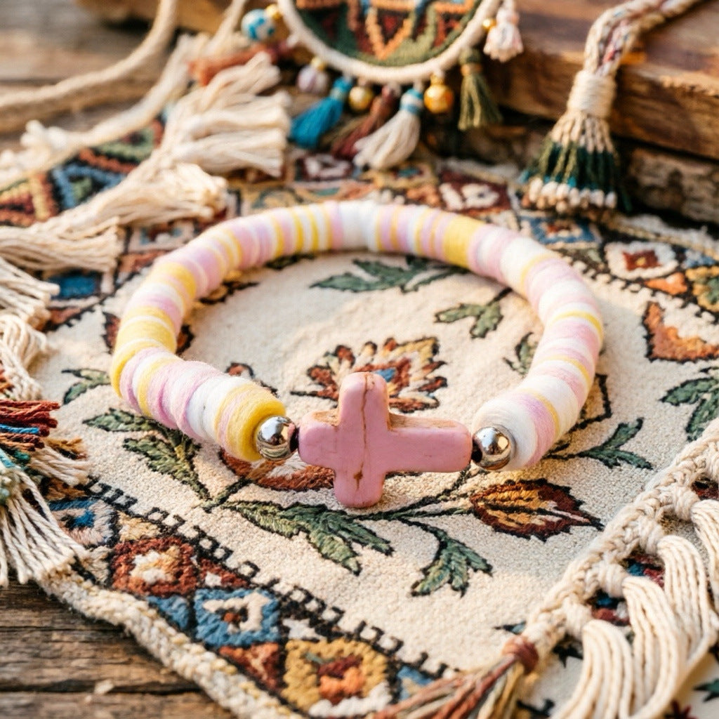 Women's Cross Bohemian Natural Stone For Polymer Bracelet