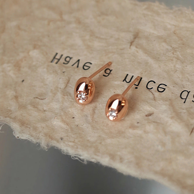 Women's Sier Plating Rose Gold Rhinestone Bean-shaped Small Exquisite Daily Commuter Rings