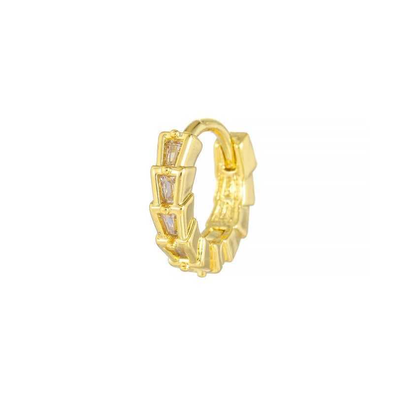 Women's Micro Inlaid Zircon Fashionable Simple Geometric Clip Personalized Hot Design Earrings