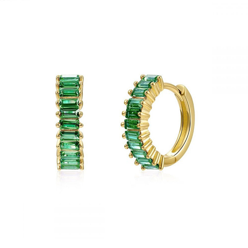 Square Zircon Circle Ear Clip Female Simple Elegant Earrings
