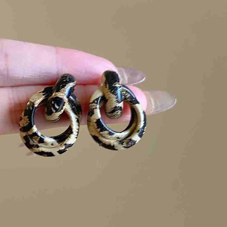 Diamond Hollow Leopard Print Affordable Luxury Fashion Earrings