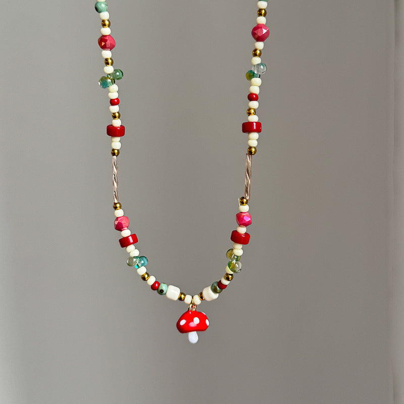 Wine Red Vintage Flower Crystal Clavicle Necklaces