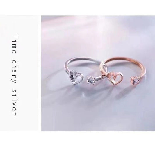 Korean Style Fresh Rhinestone Zircon Hollow Girlfriends Rings