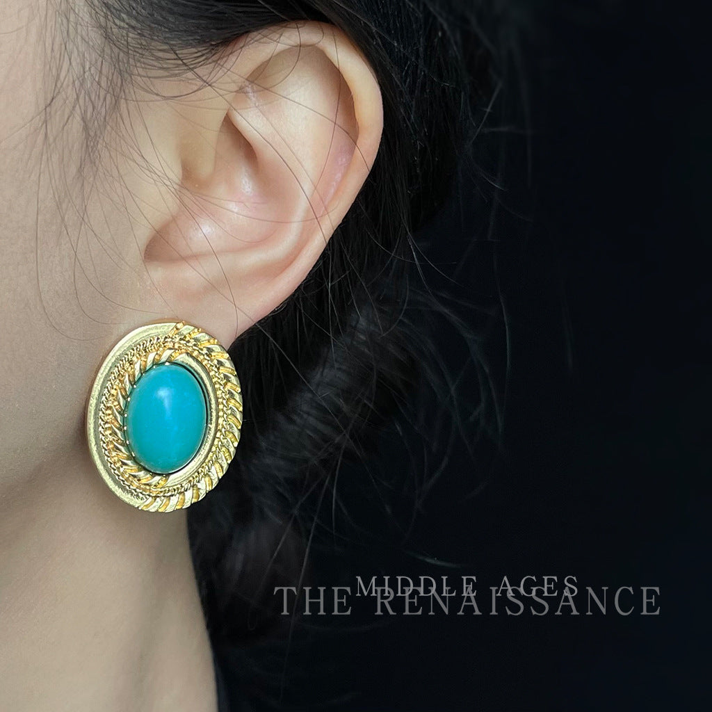 Turquoise Ancient Gold Collection Retro High-grade Earrings