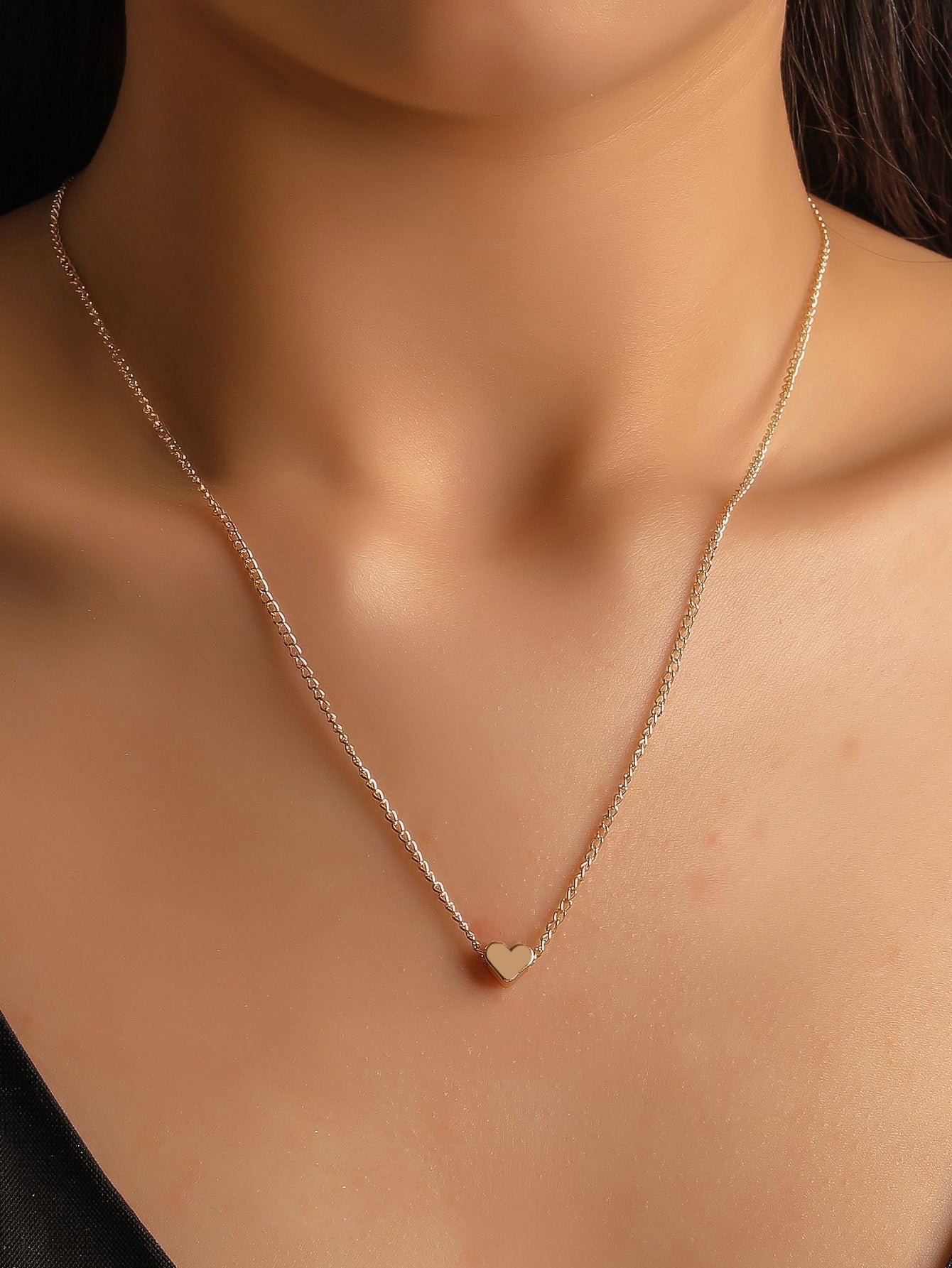 Loving Heart Female French Entry Lux Design Peach Clavicle Chain Necklaces