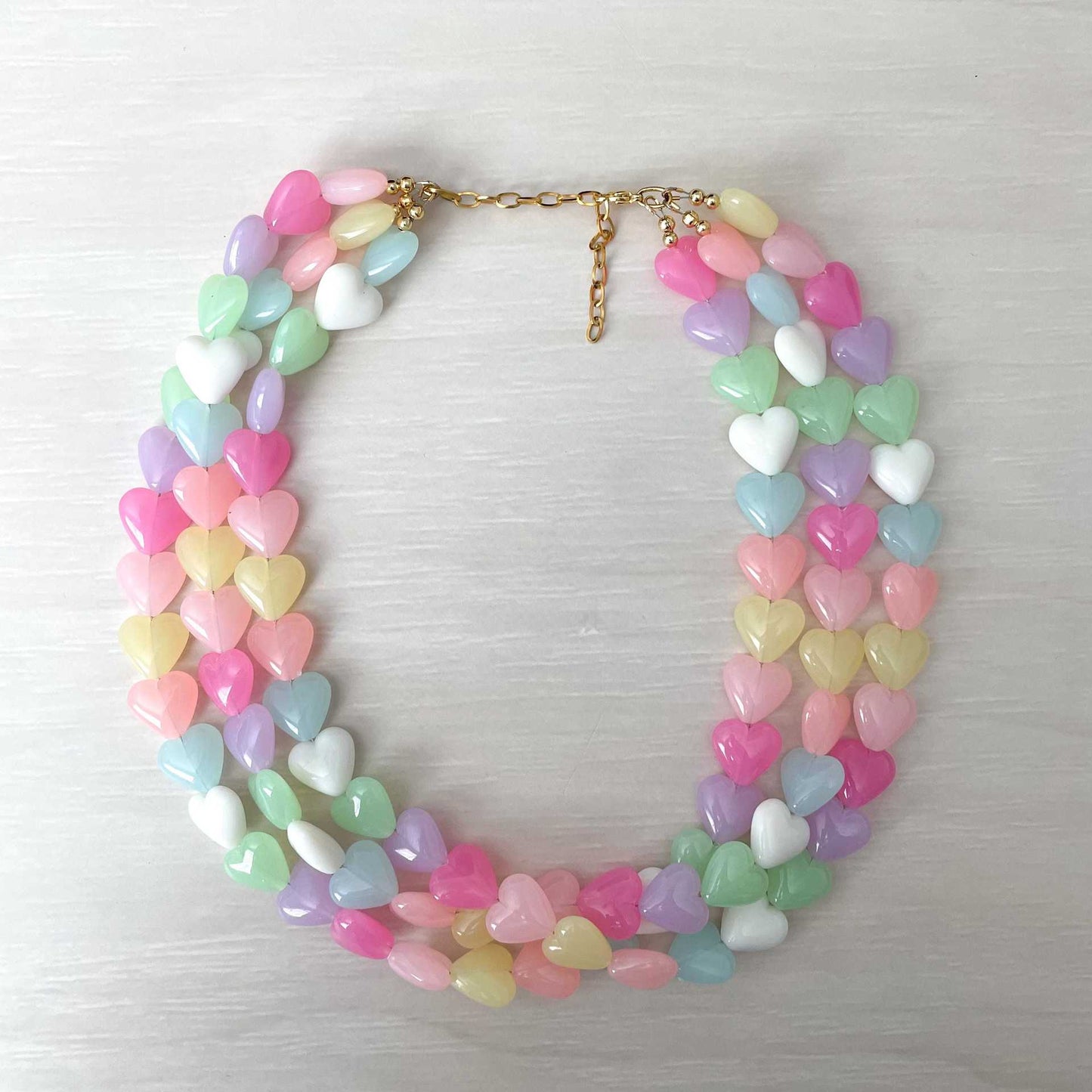 Rainbow Love Beaded Female Sweet Dopamine Clavicle Necklaces