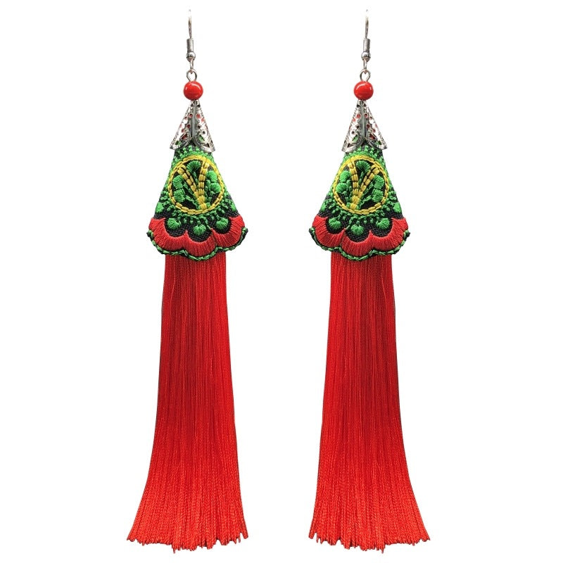 Women's Ethnic Style Tassel Classical Temperament Long Rings