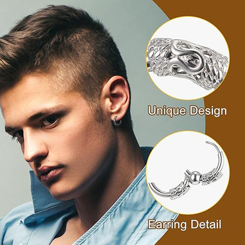 Tassel Dragon Pattern Circle Totem Retro Trendy High Sense Ear Rings