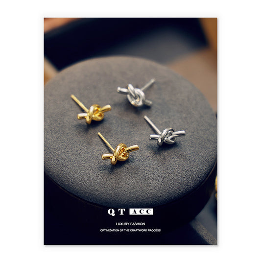 Twisted Flower Petite Niche Exquisite Retro High Sense Sier Pin Stud Earrings