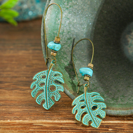 Ancient Bronze Metal Exaggerated Carved Female Earrings