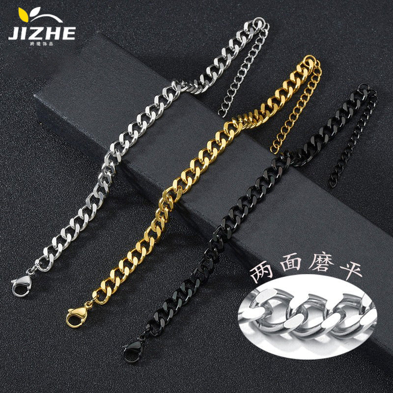 Steel Grinding Cuban Personalized Hip Hop Fashion Stainless Bracelets