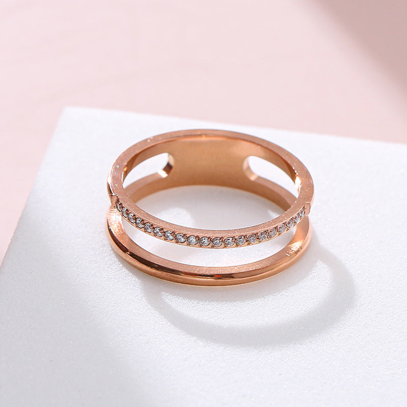 Titanium Steel Rose Gold Color Female Rings