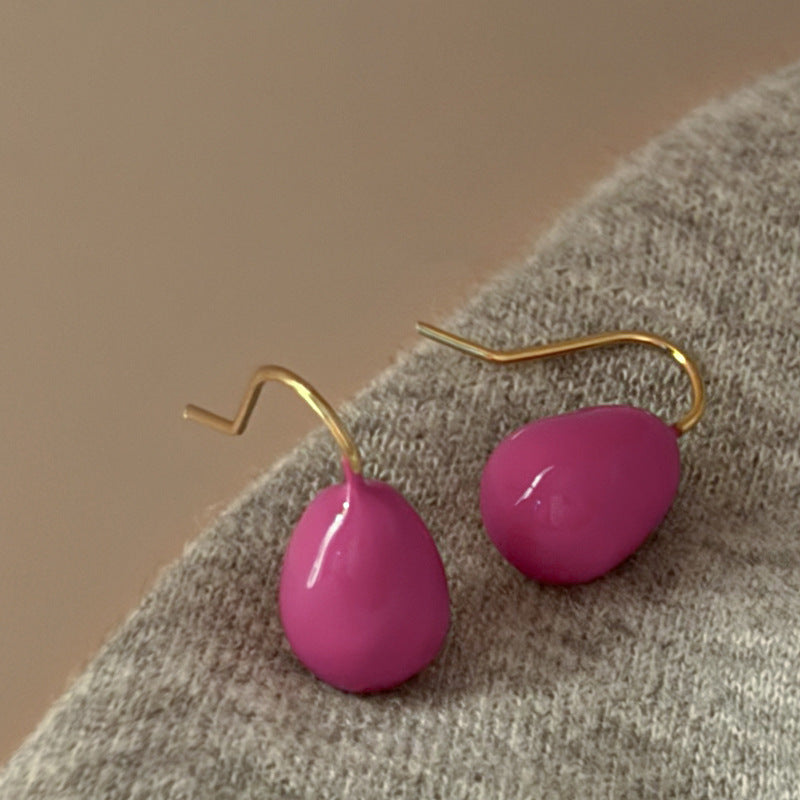 Women's French Style Colorful Oil Water Drop Light Luxury Minority Temperament Earrings