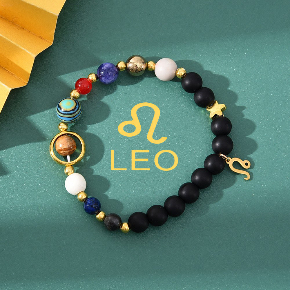 Planets Twee Constellations Natural Stone Blue Black Bracelet