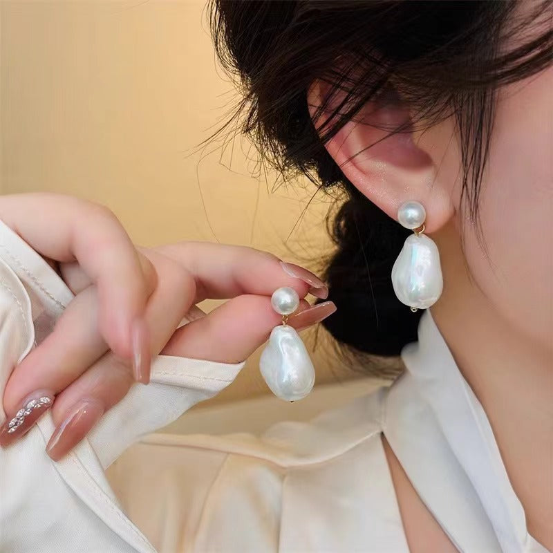 Women's Chinese Style Needle Irregular Imitation Shell Stud Earrings