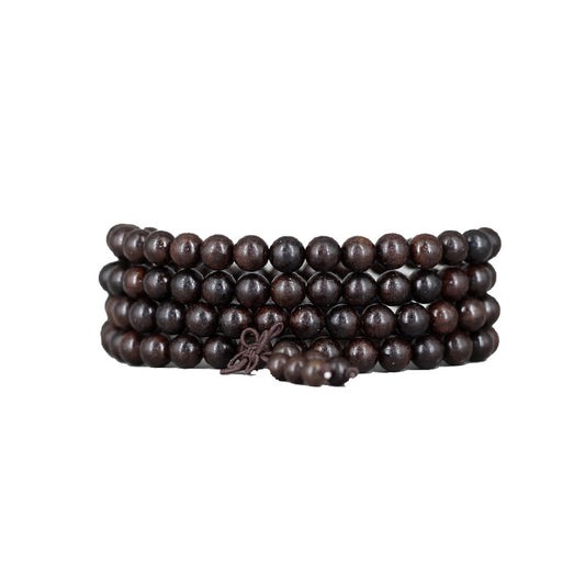 Leather Black Wood Gray Vietnam Eaglewood Bracelet
