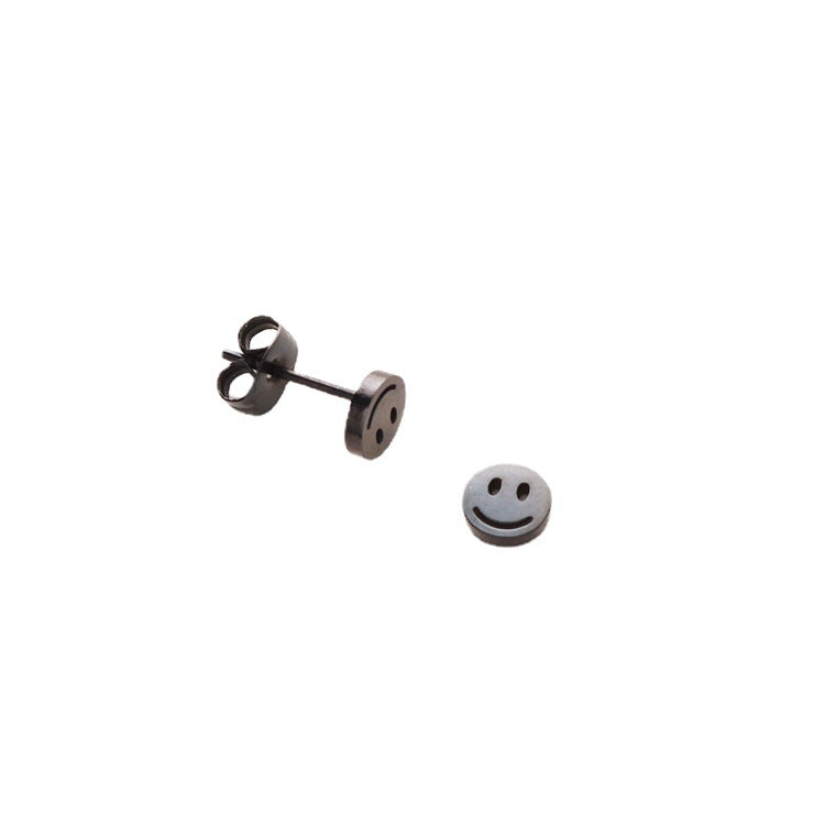 Style Fashion Small Cute Smiley Face Ear Bone Titanium Steel Earrings