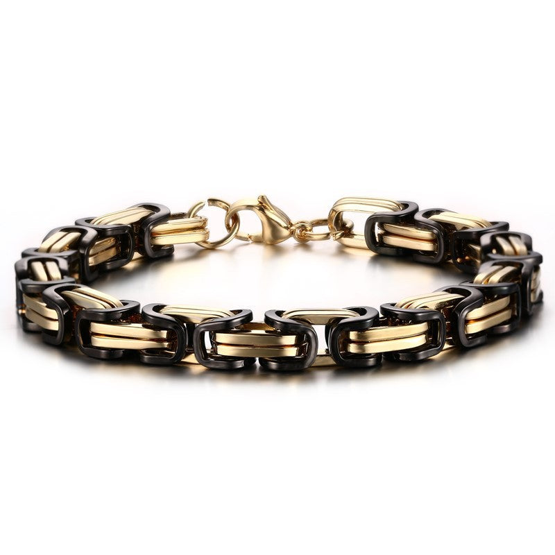 Men's Stainless Steel Square Byzantine Gold Fashion Bracelets