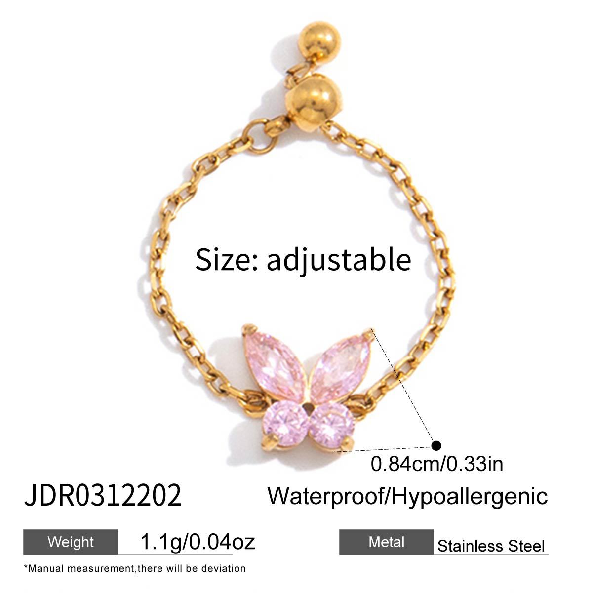 Steel Zircon Pull Adjustable Niche High-grade Ring